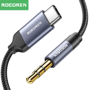 Rocoren USB Type C to 3.5mm Jack AUX Audio Cable Adapter Speaker Headphone Headset Extension Aux Wire Cord for iPhone 15 Pro Max