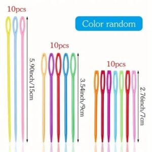 30 PCs Mixed Color 7/9/15cm Plastic Knitting Needles Crochet Hooks Wool Yarn Needle Children DIY Sweater Weaving Tools Accessory