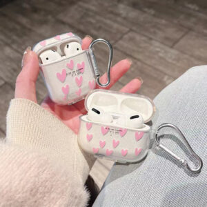 Pink Love Ring For Airpods Pro 2nd Earphone Case For Apple 1/2/3 Soft Matte TPU Earphone Case for Women And Girl With Keychain