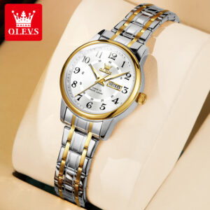 OLEVS Quartz Women’s Watches Stainless steel Waterproof Luminous Dual Calendar Display Elegant Ladies Wristwatch Bracelet Gift