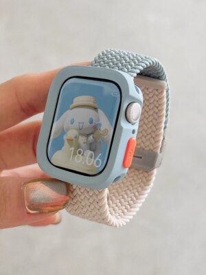 Candy Silicone Case+Strap For Apple Watch Bands 49mm 45mm 44mm 42mm 41mm 40mm 38mm SE 9 6 5 4 Ultra1 2 Nylon correa Strap iwatch
