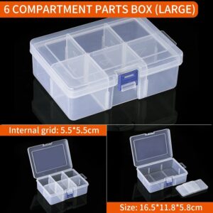 Portable Transparent Storage Box Grids Plastic Clear Organizer with Cover Box for Jewelry Earrings Screw Nails Parts