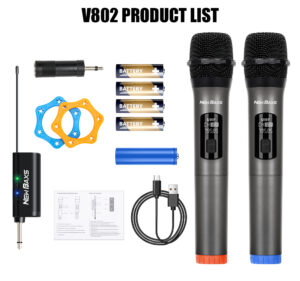 Wireless Microphone UHF Fixed Frequency 2 Channels Handheld Mic Micphone For Party Karaoke Professional Church Show Meeting