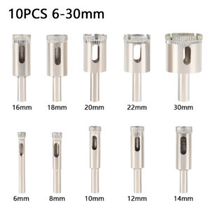 Glass Drill Plating Hole Opener 10 PCS 6-30MM Diamond Coated Positioning Reamer Drill Bit Set Saw Kit Tile Marble Ceramic Power