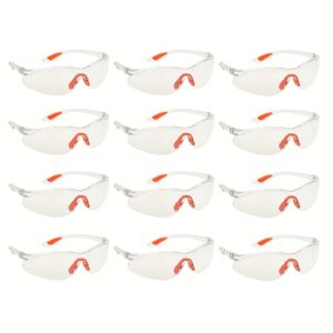 Safety Glasses -12 Piece Pack of Protective Glasses,Safety Goggles Eyewear Eyeglasses for Eye Protection with Clear Plastic Lens