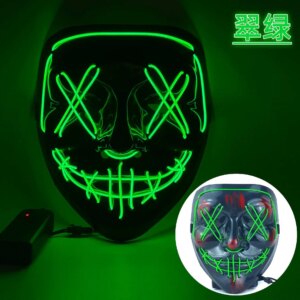 Neon Led Mask Adults Masque Grow in The Dark Masquerade Masks Light Halloween Horror Mask Glowing Masker Club Party Cosplay Prop