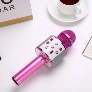 WS858 Professional Handheld Wireless Karaoke Microphone USB Speaker Microphone for Kids Music Player Singing Recorder KTV