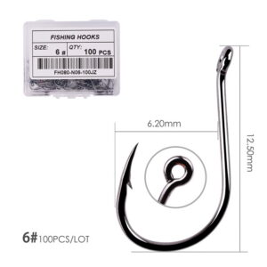Aorace 100pcs/Box Fishing Hooks Iseama Circle Carp Eyed Fishing Hook Set Size 2-15# Ring Eye Japan Fishhooks Single Jig Hook