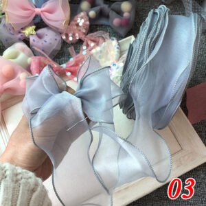 5M 55mm Fishtail Yarn Organza Ribbon for DIY Bow Hair Ornament Bouquet Gift Wrapping Wave Silk Organza Ribbons Lace Fabric