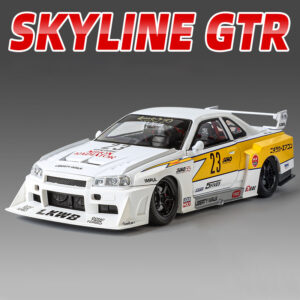 1:24 Nissan Skyline GTR R34 Fast and Furious Scale Model Car Alloy Miniature Car Diecast Metal Sound&Light Children Toy Car Gift