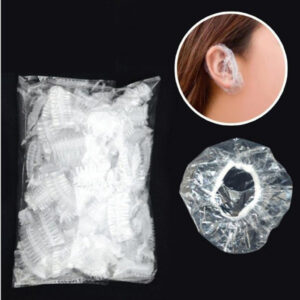 100pcs Disposable Earmuffs Waterproof Plastic Shower Cap Ear Protection Hair Dye Oil Bath Shower Salon Ear Protector