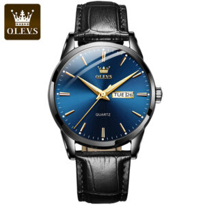 OLEVS Classic Quartz Watch for Men Waterproof Leather strap Calendar Sports Business Men ‘s Quartz Wrist Watch TOP Brand 6898