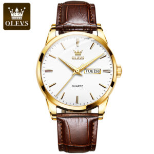 OLEVS Classic Quartz Watch for Men Waterproof Leather strap Calendar Sports Business Men ‘s Quartz Wrist Watch TOP Brand 6898