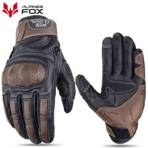 Vintage Motorcycle Gloves Genuine Leather Motorbike Road Racing Glove Retro Men Protective Gears CE Approved Touch Screen