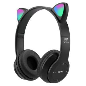 Flash Light Cute Cat Ears Wireless Headphone with Mic Control LED Kid Girl Stereo Music Helmet Phone Bluetooth Headset Gift