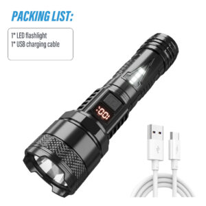 Super Bright LED Flashlight Rechargeable Torch Portable Searchlight Outdoor Camping Light with Smart Electric Display