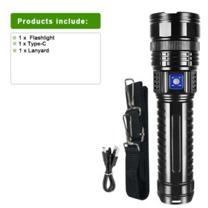 10000LM 800W Most Powerful Led Flashlights Tactical 15000mah Built-in Battery Flash Light Emergency Spotlights 4km Holiday Gifts