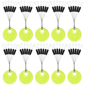 60Pcs 10 Group S/M/L Rubber Space Beans Oval/Long Column Stopper Fishing Bobber Float Fishing Line Stopper Vertical Beans Tackle