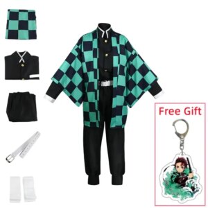 Tanjirou Kamado Kostuum Anime Cosplay Mannen Kimono Uniform Halloween Party Demonias Vrouwen Kleding Kids