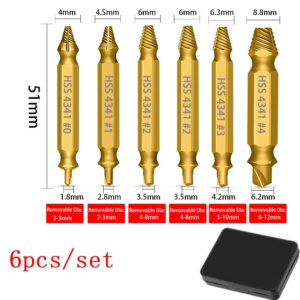 4/5/6 PCS Damaged Screw Extractor Drill Bit Set Stripped Broken Screw Bolt Remover Extractor Easily Take Out Demolition Tools