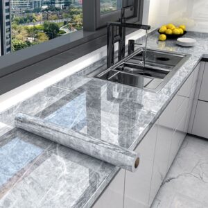 20M Marble Self Adhesive Waterproof Wallpaper for Kitchen Cabinet Oil Proof Mould Proof Modern Style Bathroom Wall Sticker