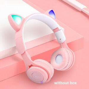 Flash Light Cute Cat Ear Headphone Bluetooth Wireless with Mic Control LED Kid Girl Stereo Music Helmet Phone Headset Girls Gift