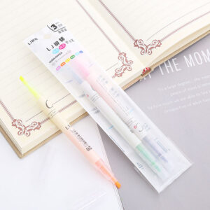 1set Double-ended Highlighter 6 Color Pointed Head / Oblique Head Large Capacity Planner Marker Pen Focus Marker Pen