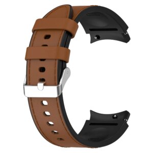20mm Strap For Samsung Galaxy Watch 7/ 7 LTE Watch 6 5 4 Classic 5 Pro 45mm 40mm 44mm Bracelet Belt Leather+Silicone No Gap Band