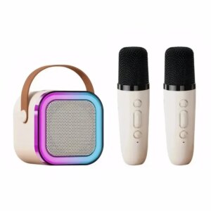 Bluetooth K12 Karaoke Machine Portable 5.3 PA Speaker System with 1-2 Wireless Microphones Home Family Singing Children’s Gifts