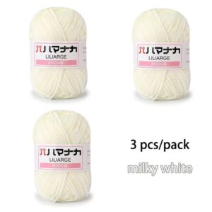 3Pcs Milk Sweet Soft Cotton Baby Knitting Wool Yarn Thick Yarn Fiber Velvet Yarn Hand Knitting Wool Crochet Yarn for DIY Sweater