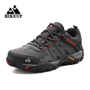 HIKEUP Men’s Hiking Shoes Suede Leather Outdoor Shoes Wear-resistant Men Trekking Walking Hunting Tactical Sneakers