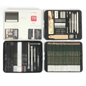 70Pieces Drawing Sketching Pencils Set Graphite Charcoal Pencil Wood Pencils Drawing Supplies Sketching Artist Supplies
