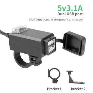 Motorcycle USB Charger QC3.0 Handlebar Fast Charging Waterproof 12V Socket Adapter With With ON/Off Switch For Phone Navigation