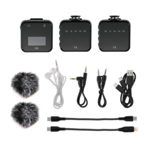 Wireless Lavalier Microphone System Bluetooth Audio Video Voice Recording Mic for iPhone Android Mobile Phone Interview Camera