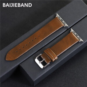 Leather Strap for Apple Watch band 45mm 41mm 44mm 40mm 42mm 38mm 49mm Man Woman bracelet for iwatch 9 8 7 6 5 4 SE Ultra 2 strap