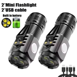 Powerful 3 LED Flashlight 1000 Lumen Flashlights USB Rechargeable Waterproof Outdoor Waterproof Fishing Hunting LED Torch