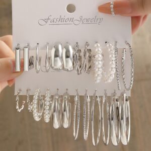 Enacolor 24Pcs Korean Retro Golden Metal Dangle Earrings Set for Jewelry Accessories Gifts