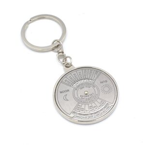 Metal Calendar keyring Functional Key-shaped Portable Perpetual keychain Unique Compass keychain for Outdoor activities Travel enthusiasts Navigation