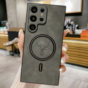 Deer Pattern Leather Magsafe Phone Case Cover For Samsung Galaxy S24 S23 FE S22 S21 Ultra