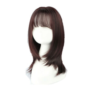 Black Women Natural with Air Bangs Heat Resistant Full Wigs Synthetic Hair Part Side Hair Short Straight Wigs