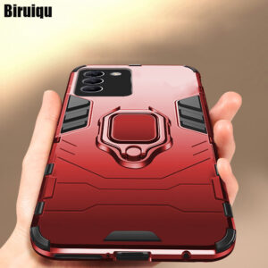 Biruiqu For VIVO V30 Lite Soft TPU+Hard PC Black Panther Shockproof Slim Protective Case Cover with Kickstand