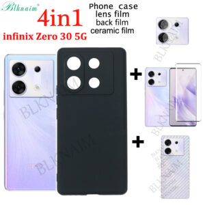 BLKNAIM 4in1 Phone Case For infinix zero 30 4G/5G case Soft Silicone Case+ tempered glass+Lens Film+Back film