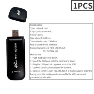 Wireless LTE WiFi Router 4G SIM Card Portable 150Mbps USB Modem Pocket Hotspot Dongle Mobile Broadband for Home Office WiFi