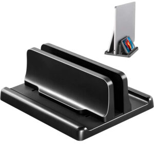 Dual-Slot Vertical Laptop Stand Holder Adjustable Double Desktop Notebook Dock Space-Saving for MacBook HP Dell Chrome Book iPad