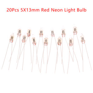 20Pcs 5X13mm Fluorescent Lamp 220V Indicator Light White Hair Red Neon Bulb Indicator Light Standard Miniature Bulb 220v Bulbs