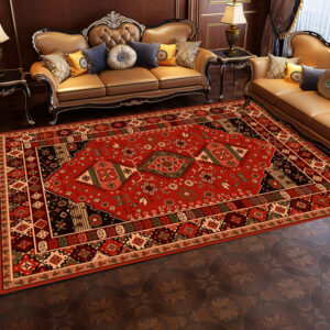 VIKAMA Bohemian Home Crystal Velvet Carpet Vintage Living Room Sofa Dirt Resistant Non-Slip Mat Bedroom Decoration Carpet
