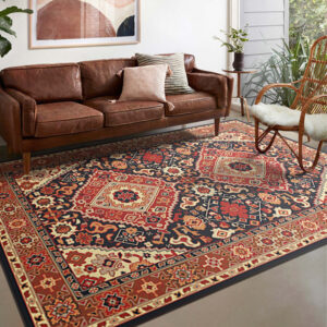 VIKAMA Retro Crystal Pile Carpet Living Room Sofa Tea Table Floor Mat Bedroom Bedside Rug Non-Slip Absorbent Carpet