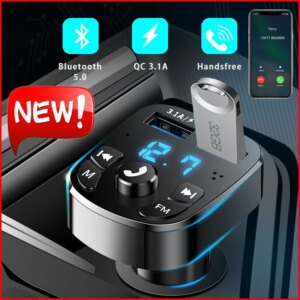 Latest 5.0 FM Car Charger Cars Player QC3.0 Dual USB Fast Charging for Phone 12V 24V Transmitter Quick with QC3.0