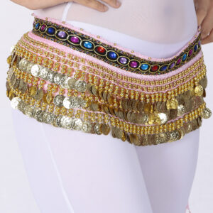 Cotton Cloth Belly Dance Waist Chain Hip Scarf Bellydance Sequins Belt Dancing Waist Belt Dancer’s Accessories for Women