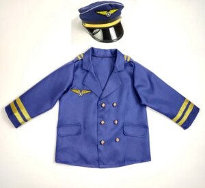 Children Halloween Costume Kids Aircraft Captain’s Uniform Cosplay Clothing Hat Set Pilot Party Clothes Boy Girl Birthday Gift